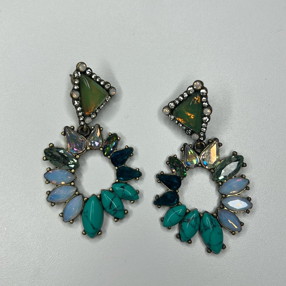 Chloe + Isabel Teal Turquoise Blue Opal Crystal Drop Earrings